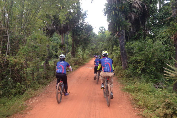 Cycling the jungle paths in Cambodia (nice and flat!)