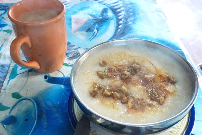 Nepal teahouse breakfast: Porridge